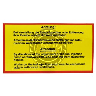 Aufkleber Einspritzpumpe